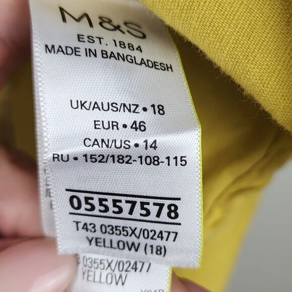 M&S Marks and Spencer linen blend summer top US sz 14 women yellow - Picture 6 of 12
